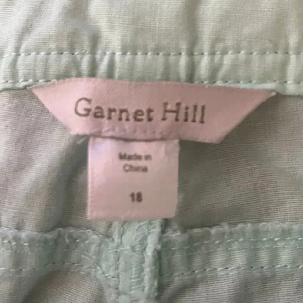 Garnet Hill Green Summer Pants 100% Cotton Preppy Golf Womans 12